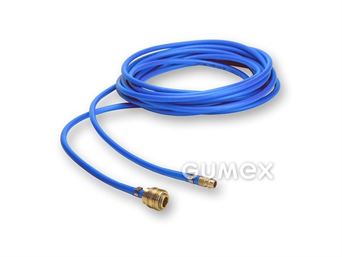 Tlaková hadica na vzduch TUBI AIR PU s koncovkami, 6/10mm, dĺžka 5m, rýchlospojka ES - vsuvka ES - objímka, 16bar, PVC-PU/PVC-PU, -10°C/+60°C, modrá